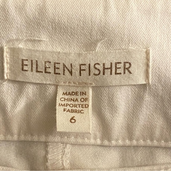 Eileen Fisher Women’s Organic Cotton Pants White Size 6 Button/ Zip Front Slim - Picture 2 of 8